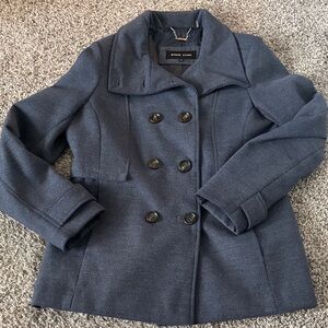 Black Rivet Dark Navy Double-Breasted Peacoat